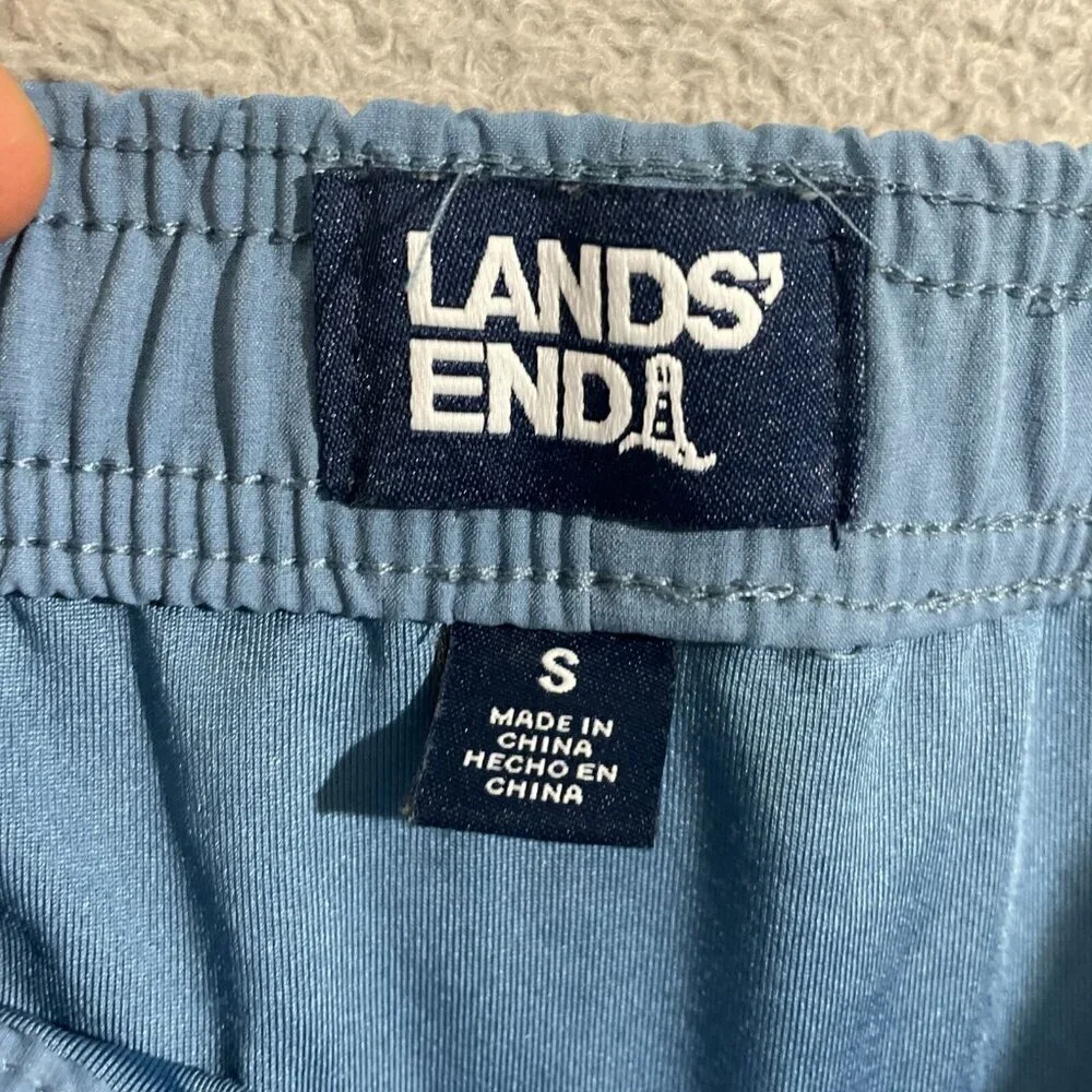 NWOT Lands End Mens S Blue Swim Trunks With Elastic Waist & Drawstring Lined